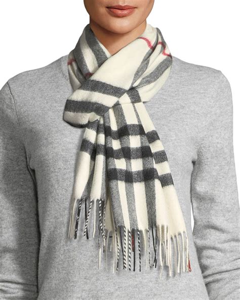 burberry wool cashmere scarf white|Burberry reversible check cashmere scarf.